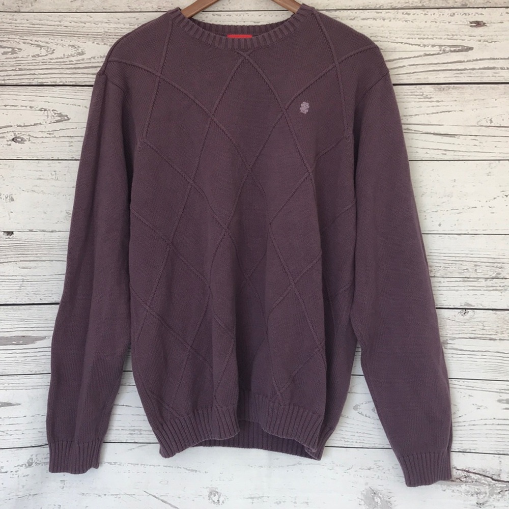 IZOD Purple Long Sleeve Crew Neck 100% Cotton Sweater Size L